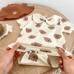 Ins 2024 Infant Baby Girls Little Bear Head Print One Pieces In New Summer Wholesale