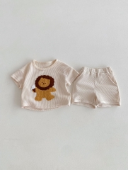 2024 New Summer Infant Baby Girls Little Lion Design Tops With Shorts Sets Wholesale