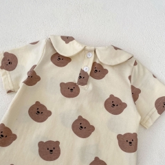 Ins 2024 Infant Baby Girls Little Bear Head Print One Pieces In New Summer Wholesale