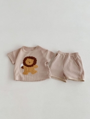 2024 New Summer Infant Baby Girls Little Lion Design Tops With Shorts Sets Wholesale