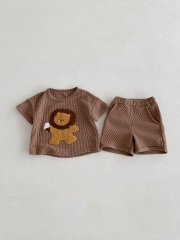2024 New Summer Infant Baby Girls Little Lion Design Tops With Shorts Sets Wholesale