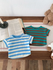 Ins 2024 In New Summer Baby Unisex Stripe T-shirt Wholesale
