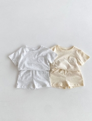 Infant Baby Unisex Round-collars Combo Pocket Tops With Shorts Sets Wholesale