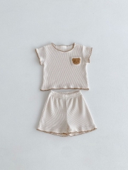 2024 Infant Baby Boy Little Bear Head Tops With Shorts Sets Wholesale