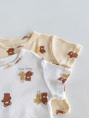 Ins Infant Baby Girl Little Bear Around Tops With Shorts Sets Wholesale