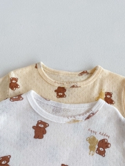 Ins Infant Baby Girl Little Bear Around Tops With Shorts Sets Wholesale