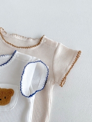 2024 Infant Baby Boy Little Bear Head Tops With Shorts Sets Wholesale