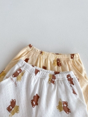 Ins Infant Baby Girl Little Bear Around Tops With Shorts Sets Wholesale
