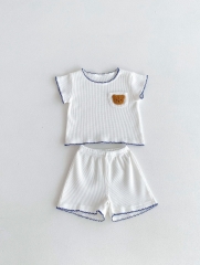 2024 Infant Baby Boy Little Bear Head Tops With Shorts Sets Wholesale