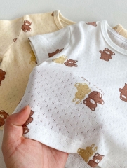 Ins Infant Baby Girl Little Bear Around Tops With Shorts Sets Wholesale
