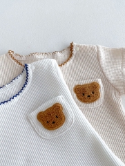 2024 Infant Baby Boy Little Bear Head Tops With Shorts Sets Wholesale