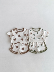2024 New Arrivals Infant Baby Girl Cartoons Around Tops With Shorts Sets Wholesale
