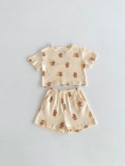 Ins Infant Baby Girl Little Bear Around Tops With Shorts Sets Wholesale