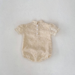 Ins Infant Baby Girls Jacquard Embroidery Chinese Style One Piece Wholesale