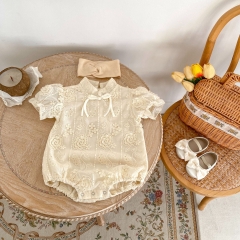 Ins Infant Baby Girls Jacquard Embroidery Chinese Style One Piece Wholesale