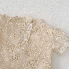Ins Infant Baby Girls Jacquard Embroidery Chinese Style One Piece Wholesale