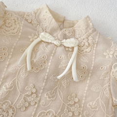 Ins Infant Baby Girls Jacquard Embroidery Chinese Style One Piece Wholesale
