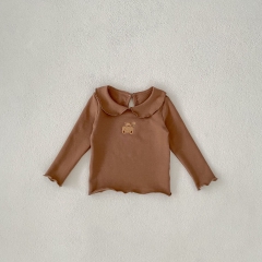 New Arrivals Autumn Baby Girls Animals Cartoon Embroidery Long Sleeves Top Shirt Wholesale