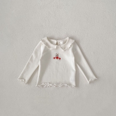 New Arrivals Autumn Baby Girls Animals Cartoon Embroidery Long Sleeves Top Shirt Wholesale
