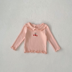 New Arrivals Autumn Baby Girls Animals Cartoon Embroidery Long Sleeves Top Shirt Wholesale