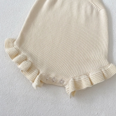 2024 Autumn Infant Baby Girls Cute Wave Trim Design Long Sleeves Pink Cardigan With Onesies Sets Wholesale