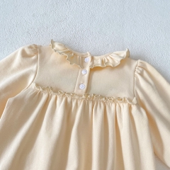 Infant Baby Girls Flowers and Vine Embroidery Pattern Long Sleeve One Piece Romper in Autumn Wholesale