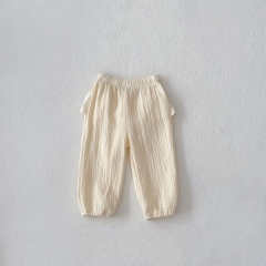 Ins 2024 Baby Girls Embroidery Lace Trim Patchwork Long Pants In Spring&Autumn Wholesale