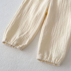 Ins 2024 Baby Girls Embroidery Lace Trim Patchwork Long Pants In Spring&Autumn Wholesale