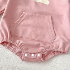 Infant Baby Girls Cute Long Sleeve Cartoon Rabbit Print One Piece Bodysuit Onesies in Autumn Wholesale