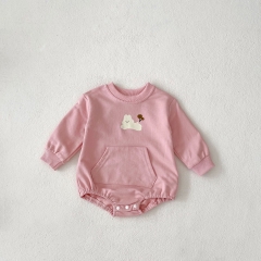 Infant Baby Girls Cute Long Sleeve Cartoon Rabbit Print One Piece Bodysuit Onesies in Autumn Wholesale