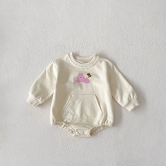 Infant Baby Girls Cute Long Sleeve Cartoon Rabbit Print One Piece Bodysuit Onesies in Autumn Wholesale