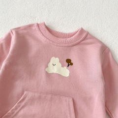 Infant Baby Girls Cute Long Sleeve Cartoon Rabbit Print One Piece Bodysuit Onesies in Autumn Wholesale