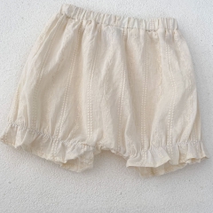 2024 Autumn Infant Baby Kids Girls Simple Solid Color Striped Long Sleeves Open-front Top With Bloomers Sets Wholesale