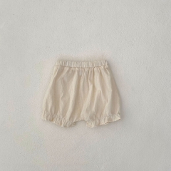 2024 Autumn Infant Baby Kids Girls Simple Solid Color Striped Long Sleeves Open-front Top With Bloomers Sets Wholesale