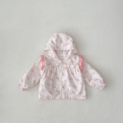 New Autumn Infant Baby Kids Girls Hearts Pattern Zip-up Long Sleeves Coat Wholesale