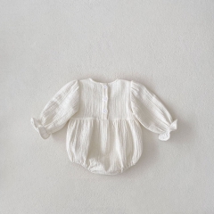 Infant Baby Girls Solid Color Long Sleeve Flowers and Butterfly Pattern One Piece Bodysuit Onesies in Autumn Wholesale