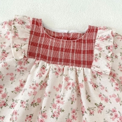 2024 Autumn Infant Baby Kids Girls Floral Long Sleeves Top With Bloomers Sets Wholesale