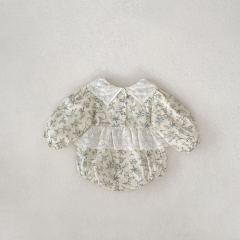 Infant Baby Girls Refreshing Floral Print Long Sleeve One Piece Bodysuit Onesies in Autumn Wholesale