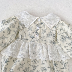 Infant Baby Girls Refreshing Floral Print Long Sleeve One Piece Bodysuit Onesies in Autumn Wholesale