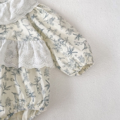 Infant Baby Girls Refreshing Floral Print Long Sleeve One Piece Bodysuit Onesies in Autumn Wholesale