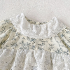 Infant Baby Girls Refreshing Floral Print Long Sleeve One Piece Bodysuit Onesies in Autumn Wholesale