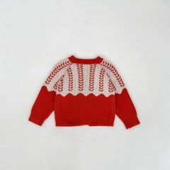 New Autumn Infant Baby Kids Geometric Pattern Long Sleeves Single Breasted Knitted Cardigan Wholesale