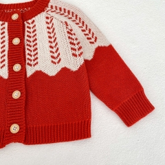 New Autumn Infant Baby Kids Geometric Pattern Long Sleeves Single Breasted Knitted Cardigan Wholesale
