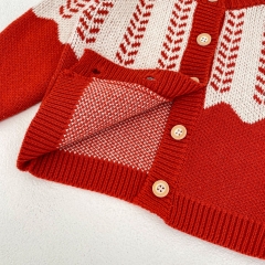 New Autumn Infant Baby Kids Geometric Pattern Long Sleeves Single Breasted Knitted Cardigan Wholesale