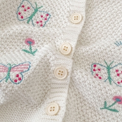New Autumn Infant Baby Kids Girls Flowers and Butterfly Pattern Long Sleeves Single Breasted Knitted Cardigan Wholesale