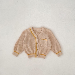 New Autumn Infant Baby Kids Boys and Girls Simple Striped JACQUARD Loose Long Sleeves Single Breasted Knit Cardigan Wholesale