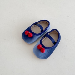 2024 New Autumn Infant Baby Girls Double-cherry Attached Slip-resistant Toddler Shoes Wholesale