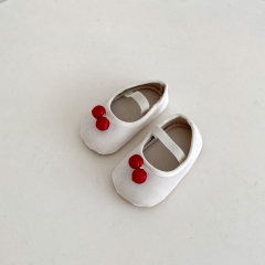 2024 New Autumn Infant Baby Girls Double-cherry Attached Slip-resistant Toddler Shoes Wholesale