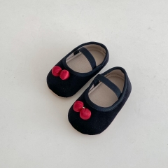 2024 New Autumn Infant Baby Girls Double-cherry Attached Slip-resistant Toddler Shoes Wholesale