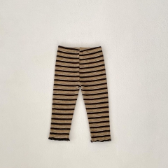2024 Autumn Infant Baby Kids Girls Vintage Striped Long Sleeves Top + Trousers Casual Sets Wholesale